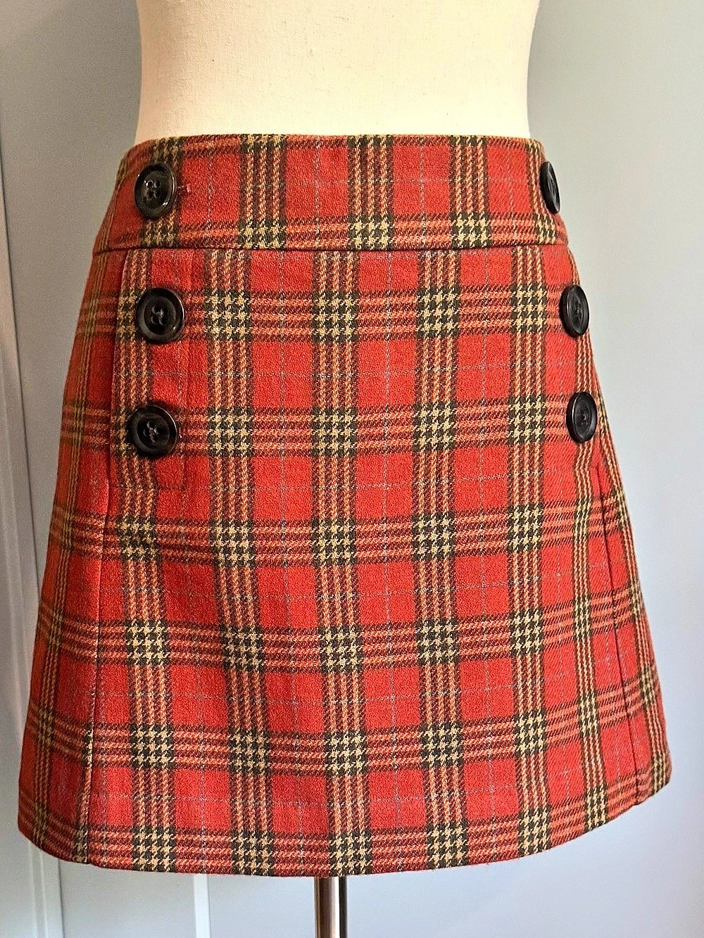 GAP Vintage Plaid Mini Skirt in Orange